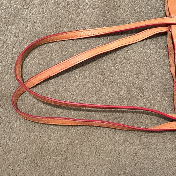🍊Banana Republic Classic Leather Orange Shoulder Bag Tote - Picture 8 of 16